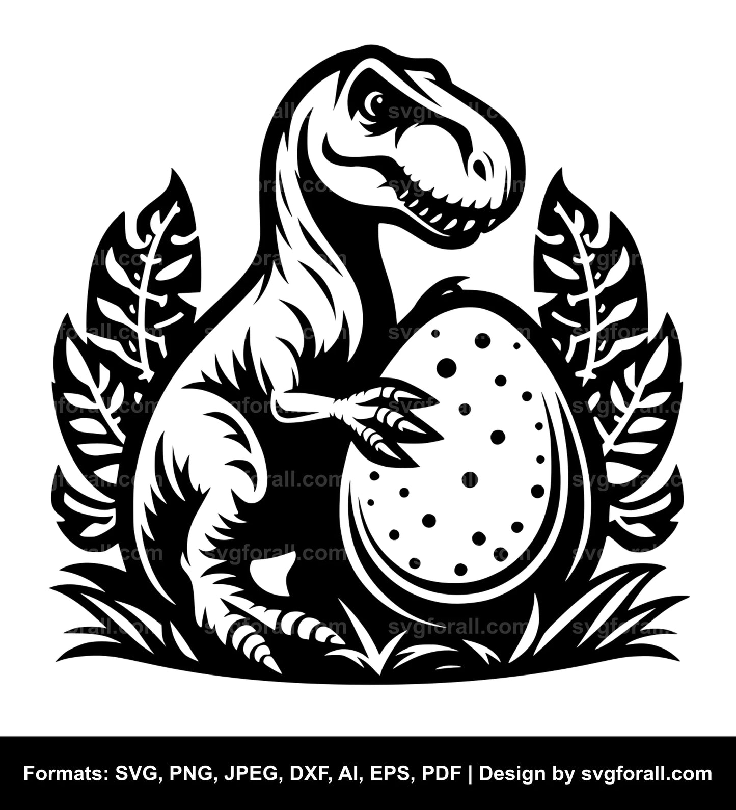Dinosaur Holding Egg SVG Cut File