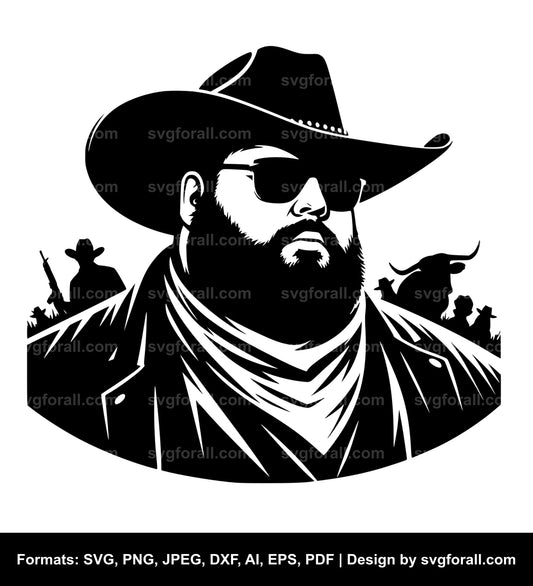 Fat Cowboy SVG Vector