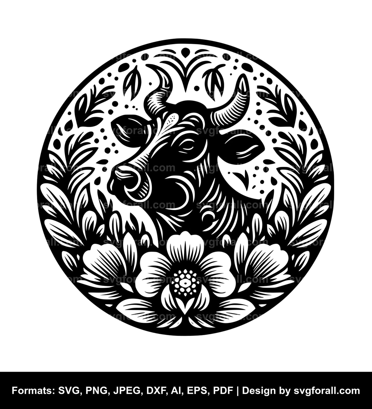 Floral Cow SVG