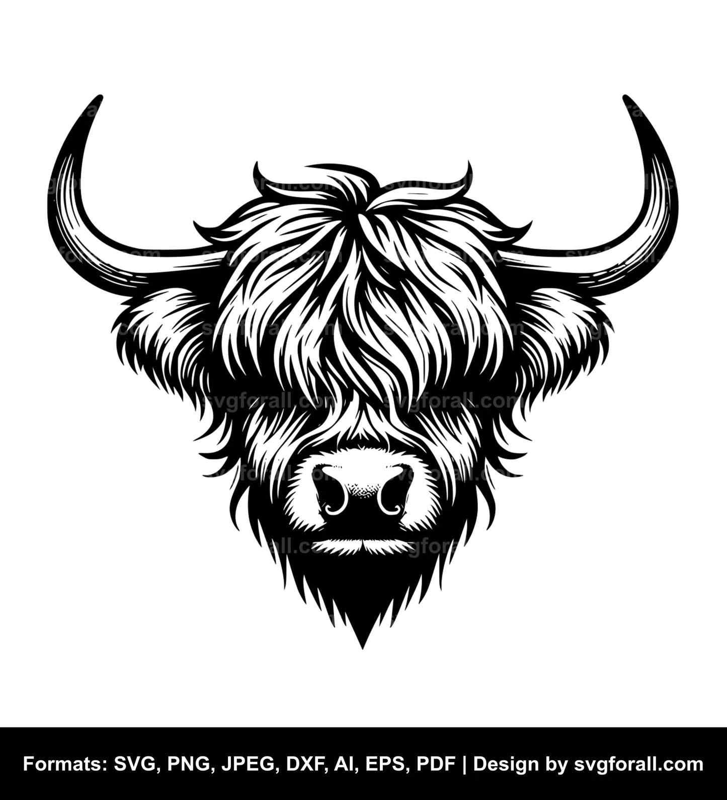 Highland Cow With Horn SVG Cut File