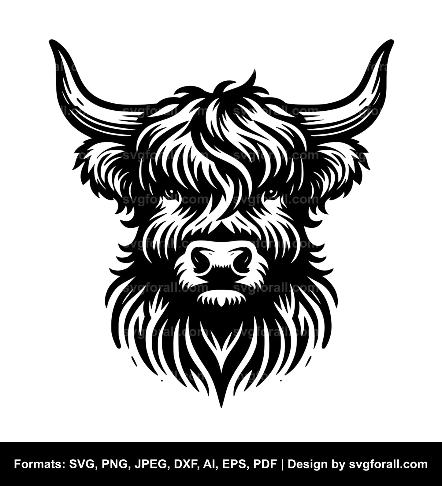 Highland Cow With Horn SVG Vector