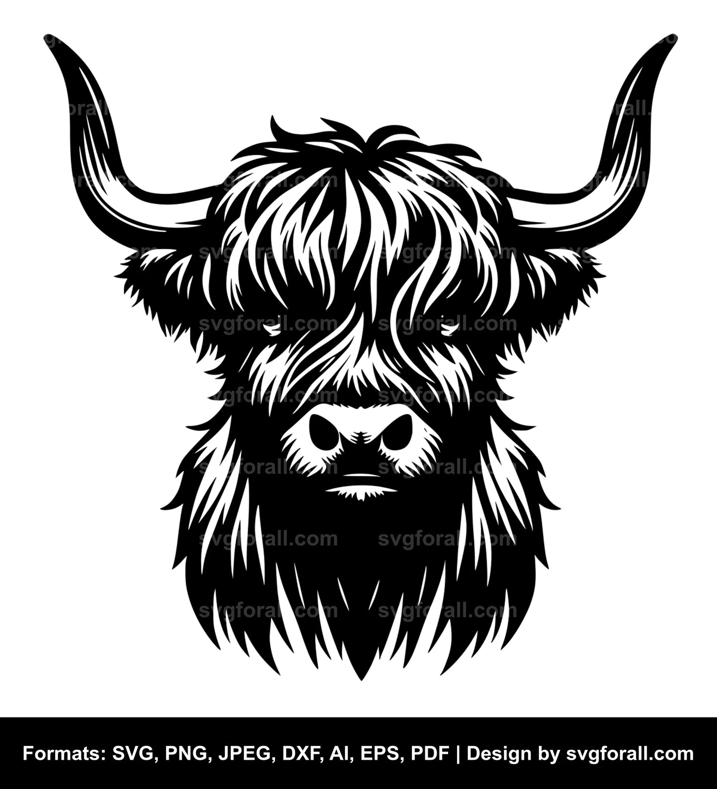 Highland Cow With Horn Vector SVG