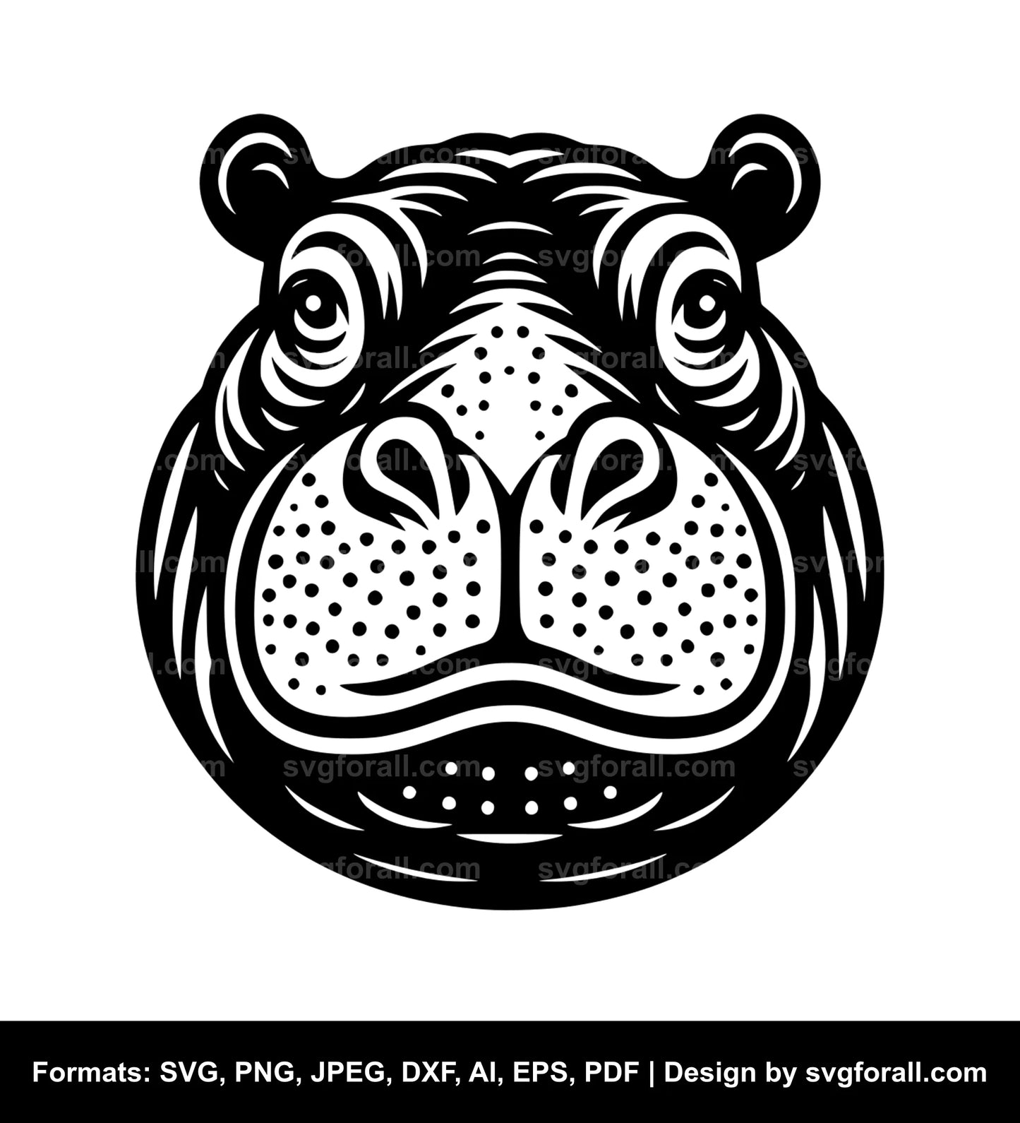 Hippo Face SVG Design
