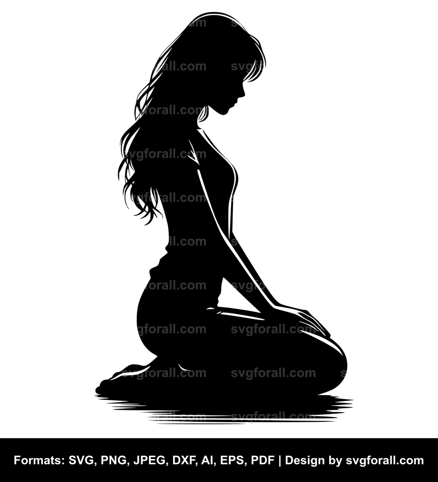 Kneeling Girl SVG