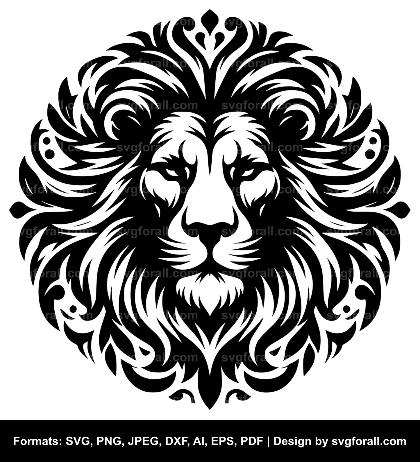 Lion Head Black SVG