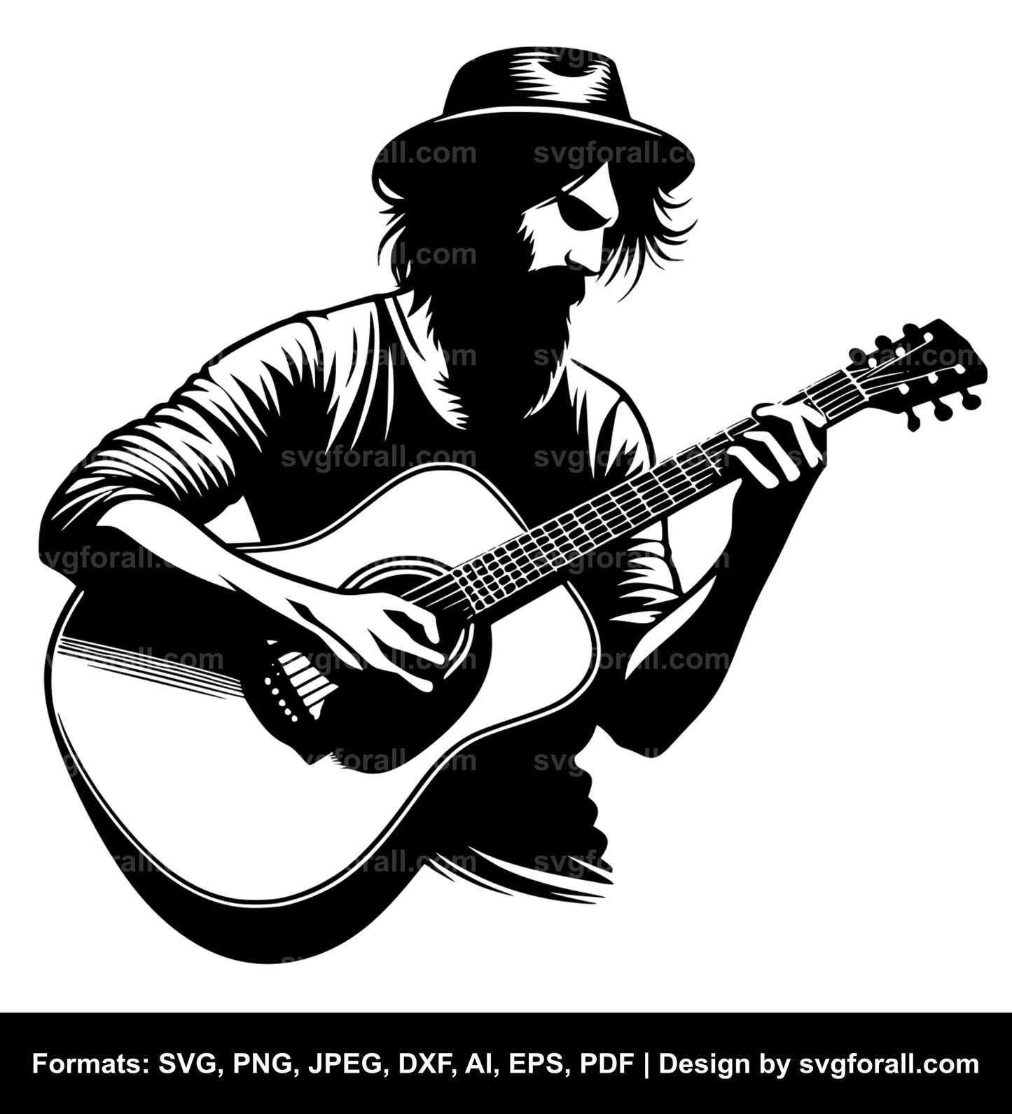 Man Holding Guitar SVG