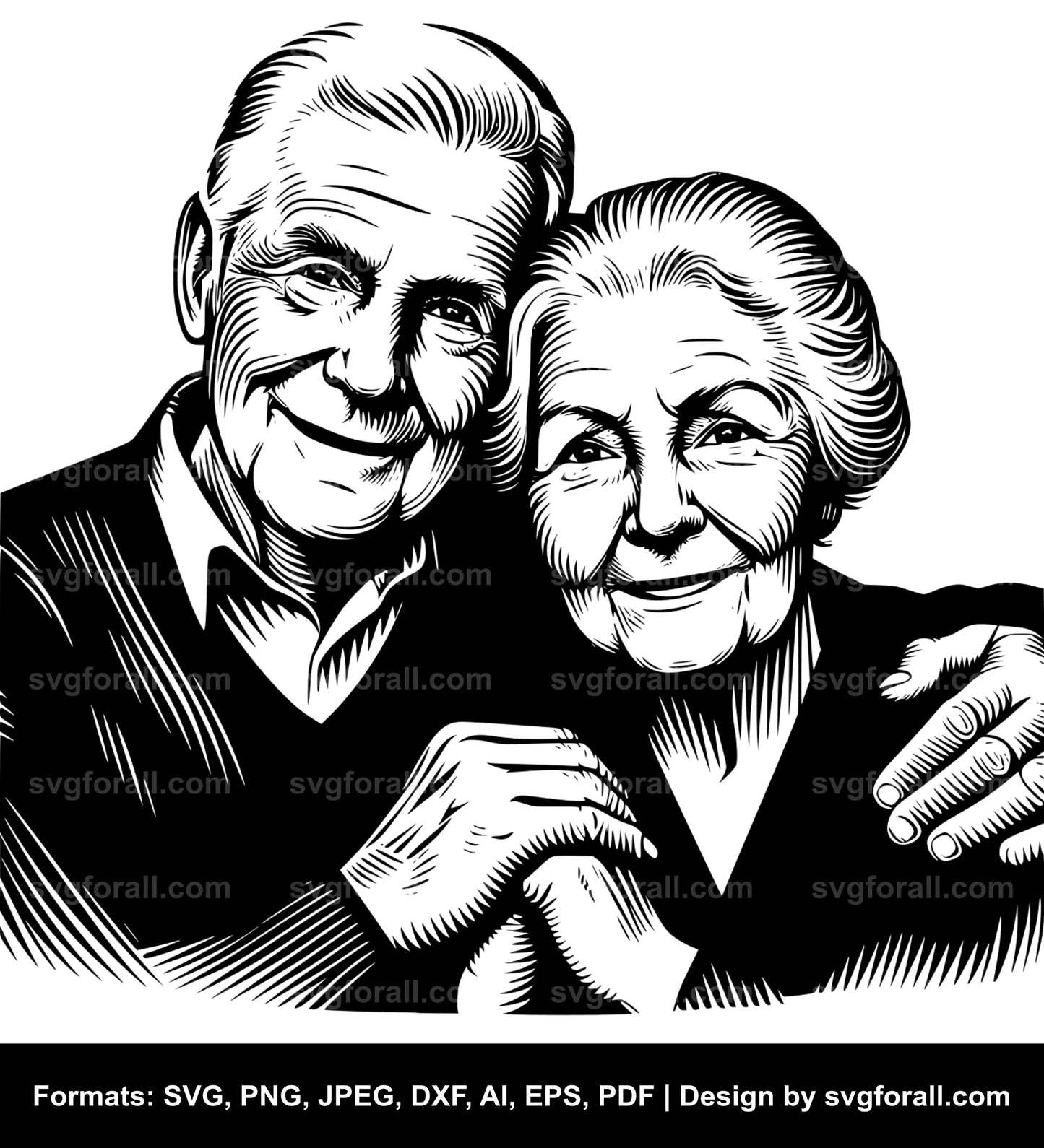 Old Couple SVG PNG Image