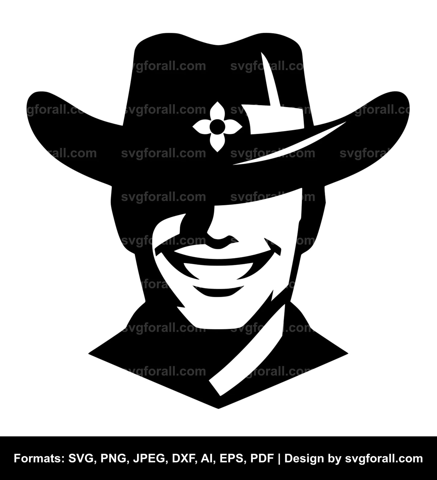 Smiling Face With Cowboy Hat SVG Design