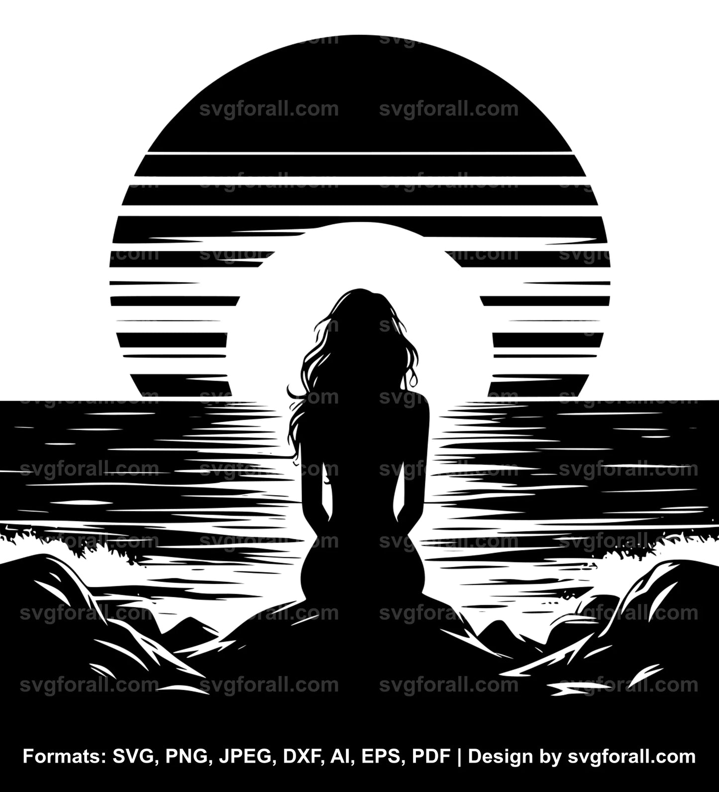 Sunset Girl SVG PNG