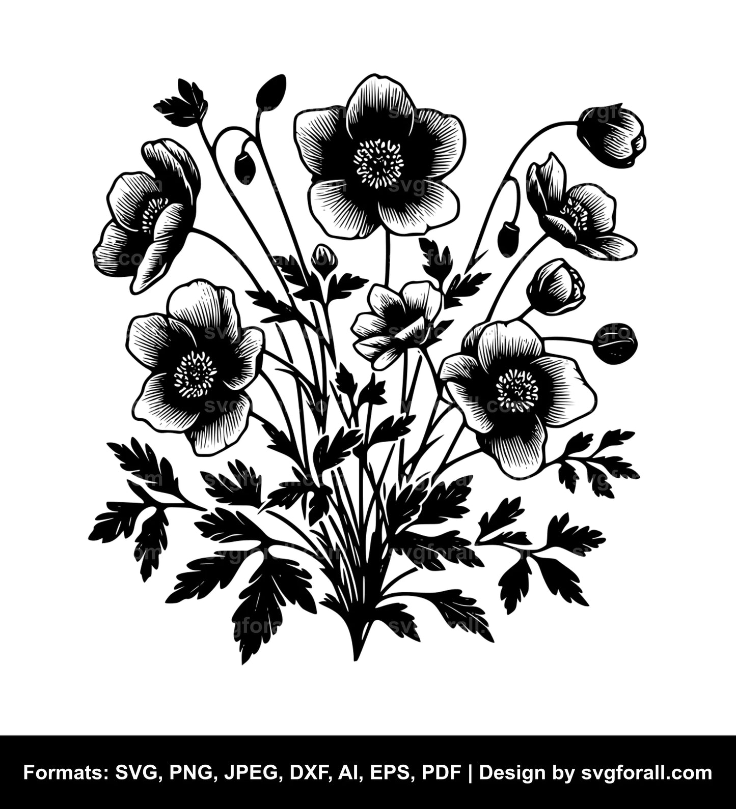 Violet Flower Black SVG