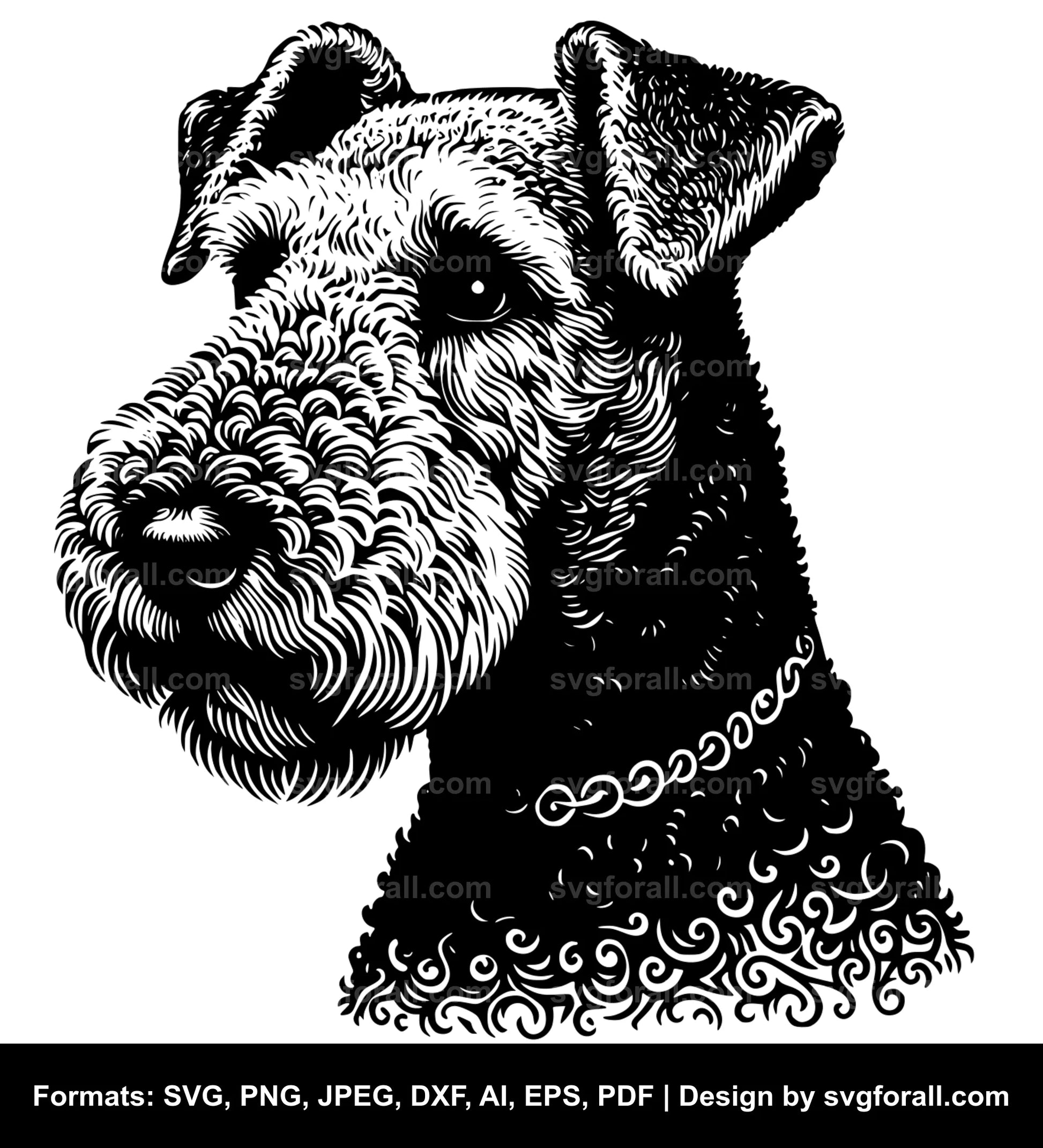 Airedale Terrier Dog Black SVG