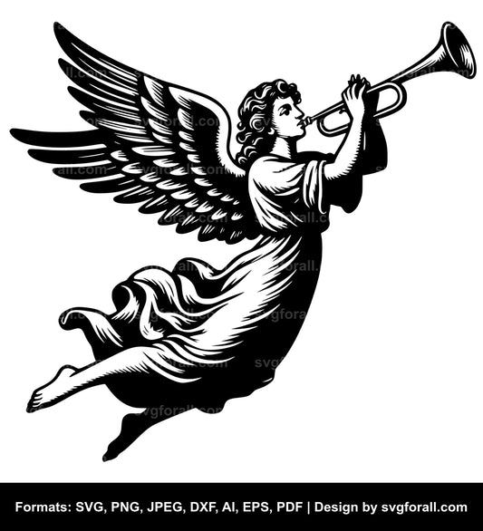 Angel Blowing Trumpet SVG