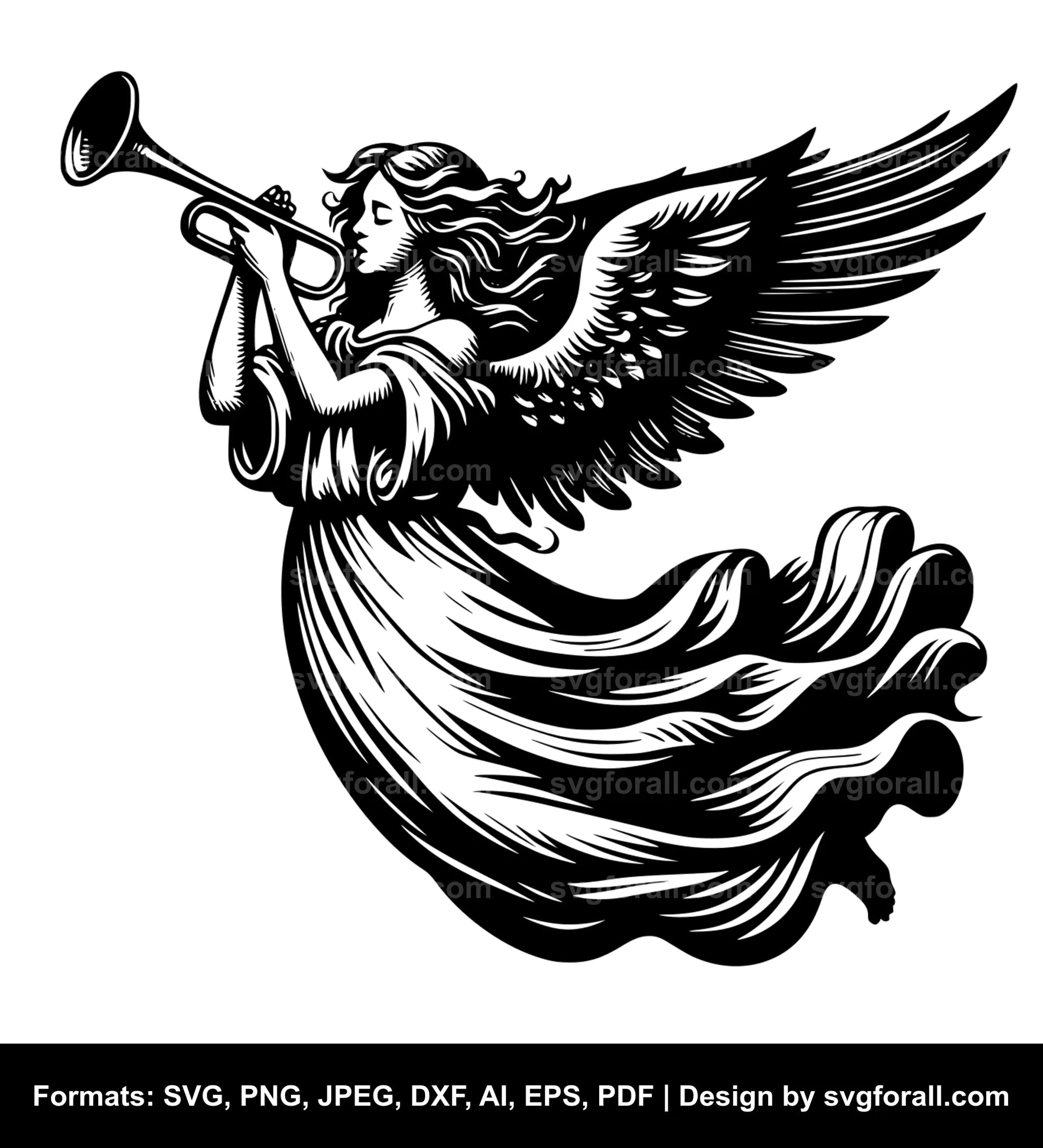 Angel Blowing Trumpet SVG Design