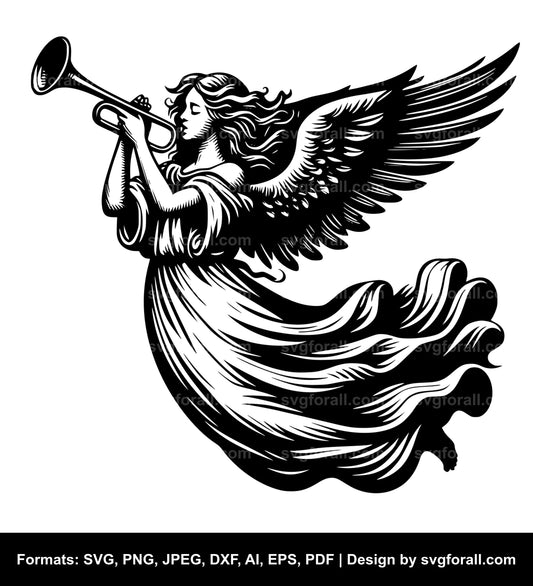 Angel Blowing Trumpet SVG Design