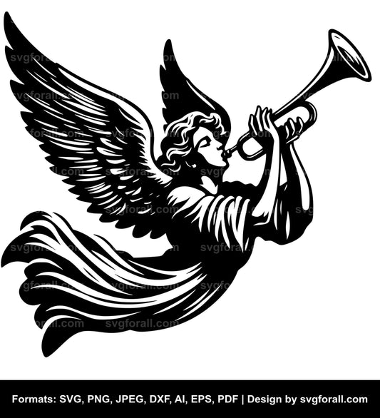 Angel Blowing Trumpet SVG PNG