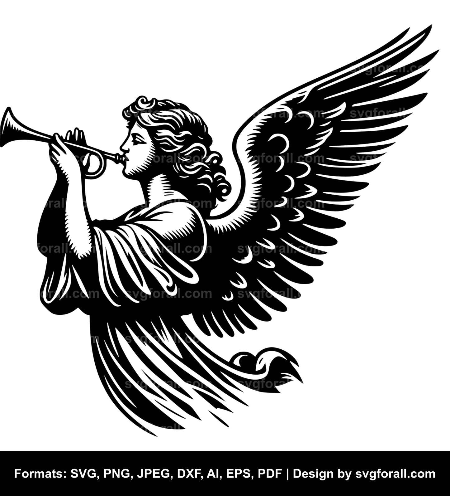 Angel Blowing Trumpet Vector SVG