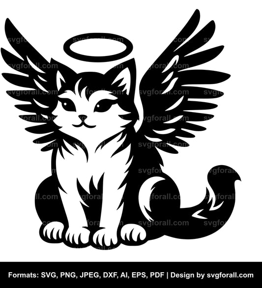 Angel Cat SVG Vector