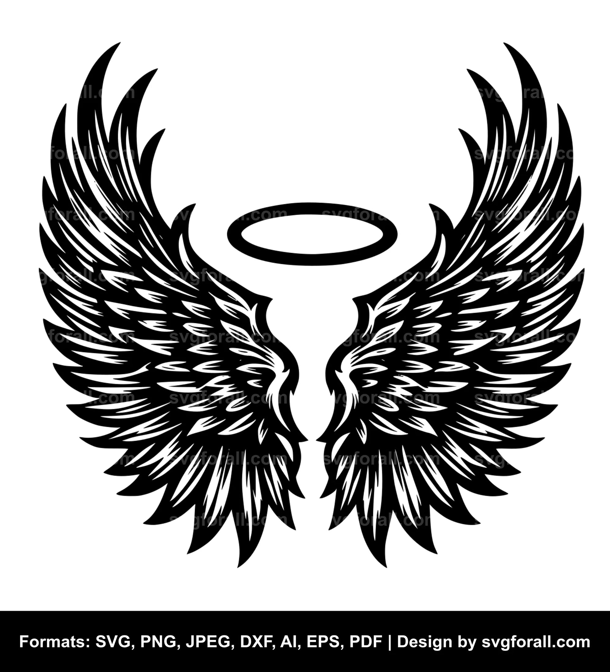 Angel Wings With Halo SVG File