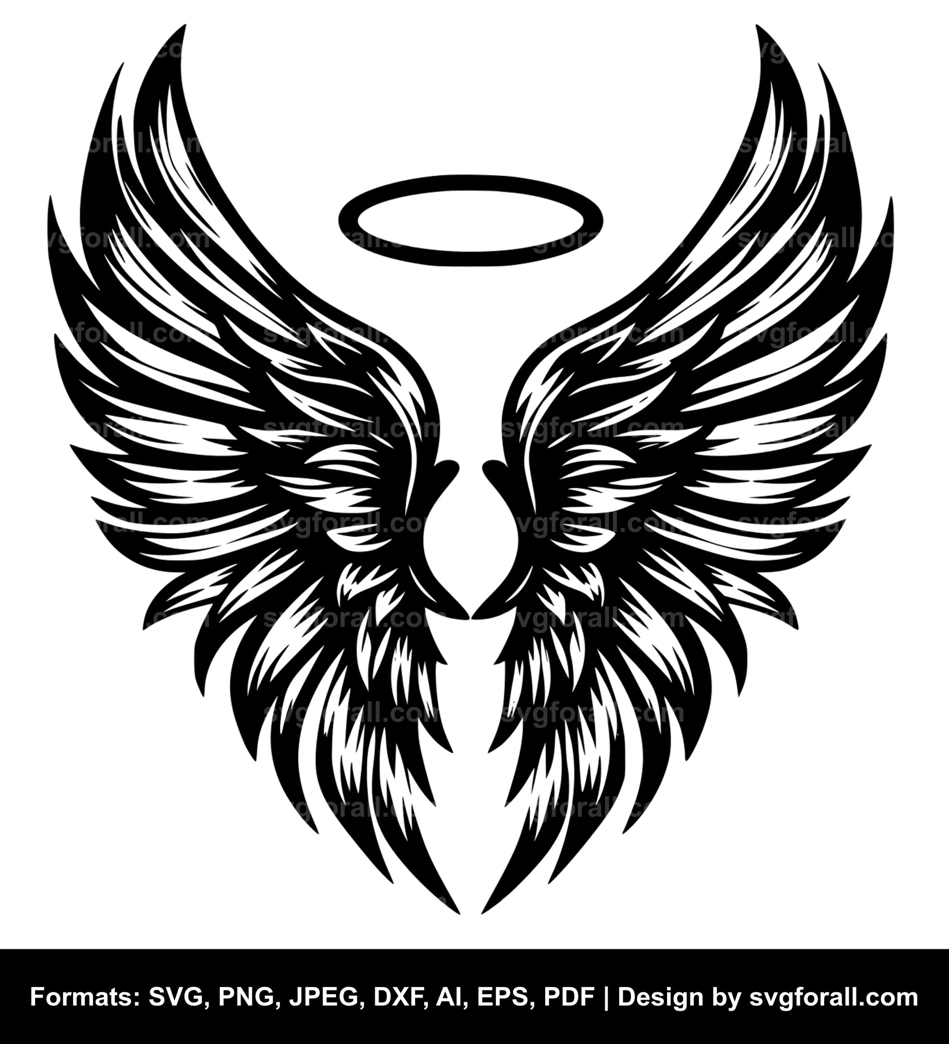 Angel Wings With Halo SVG PNG