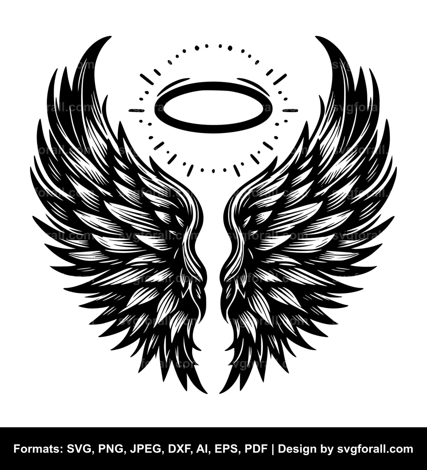 Angel Wings With Halo SVG Vector