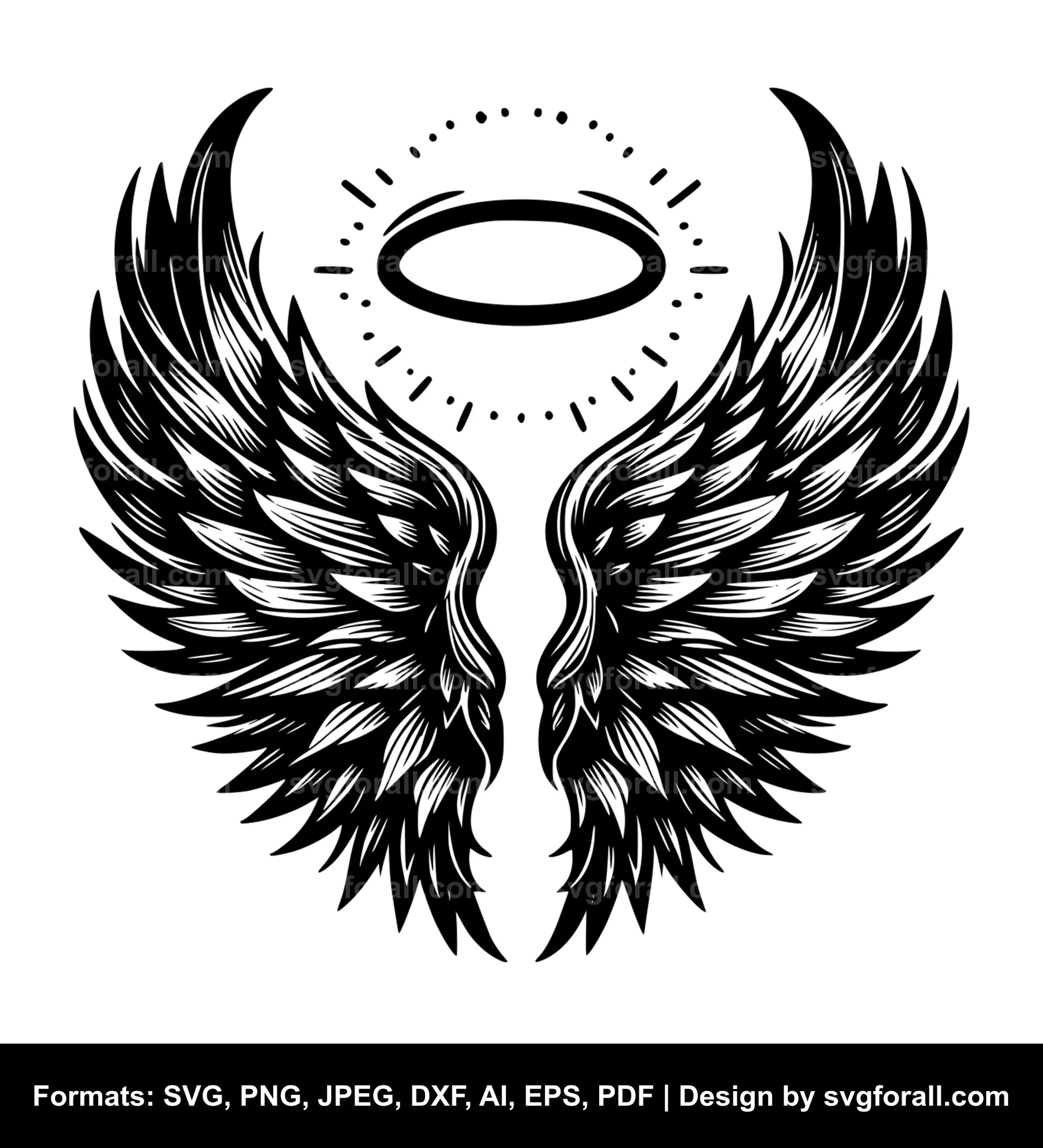 Angel Wings With Halo SVG Vector