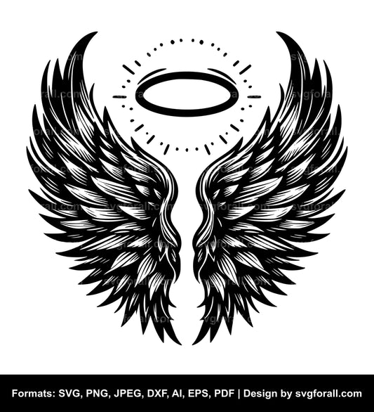 Angel Wings With Halo SVG Vector