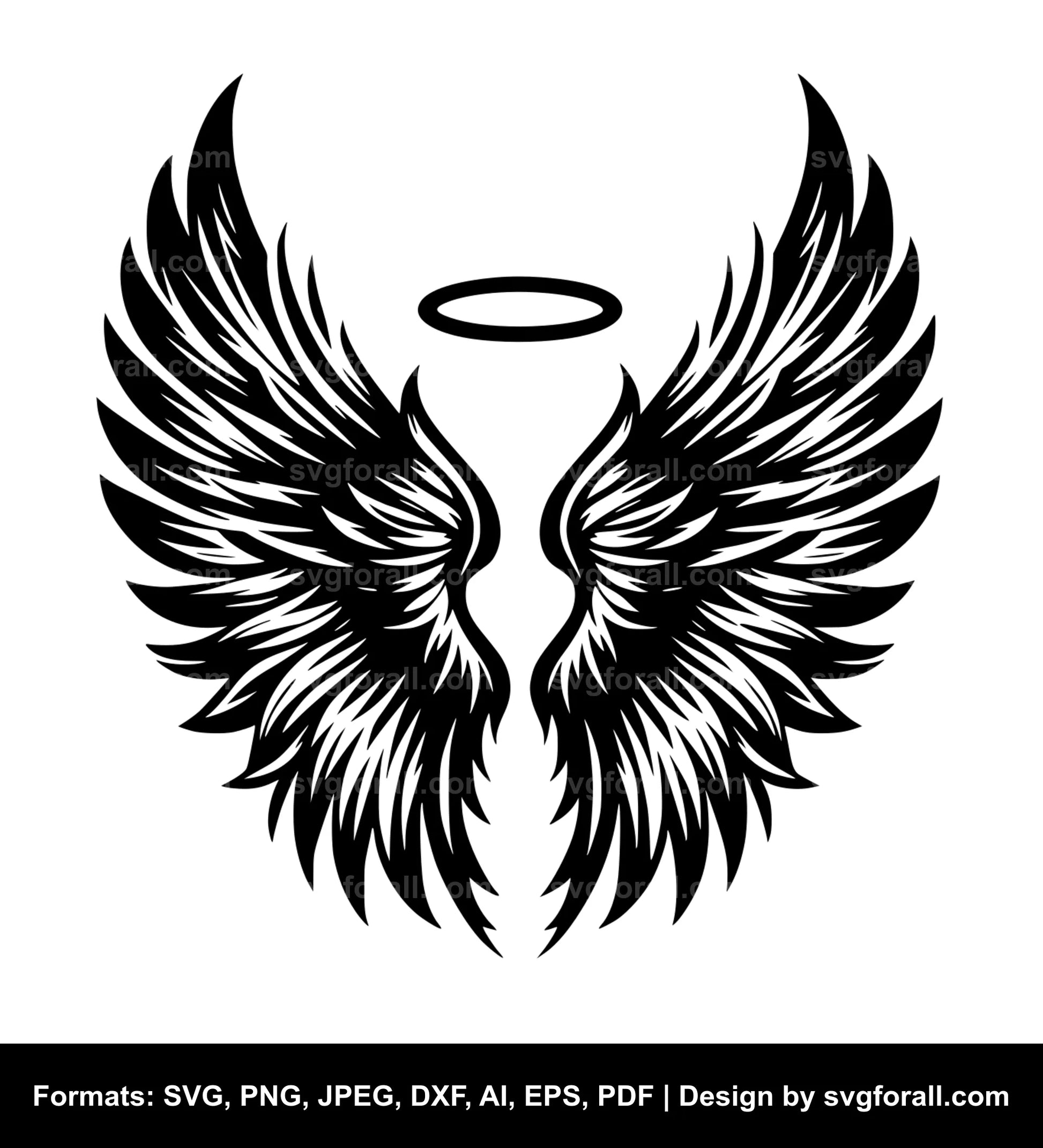 Angel Wings With Halo Vector SVG