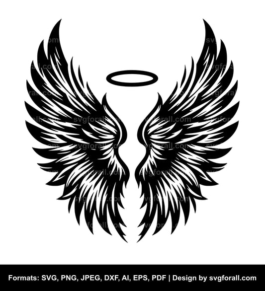 Angel Wings With Halo Vector SVG