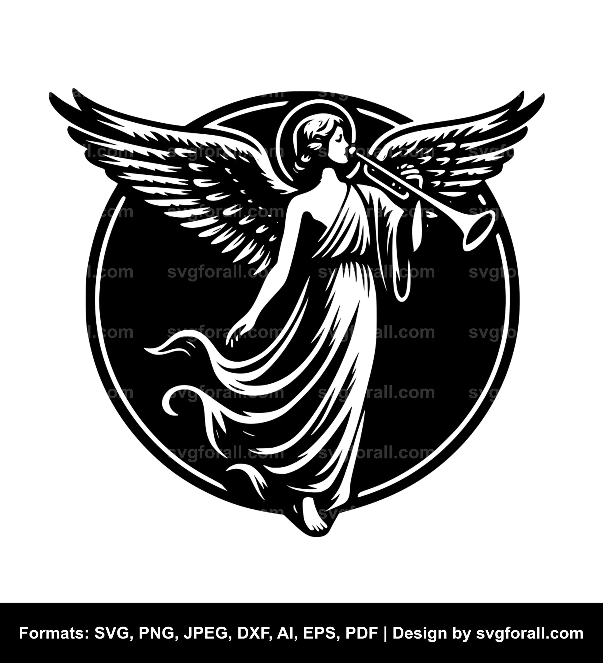 Angel With Trumpet SVG Vector