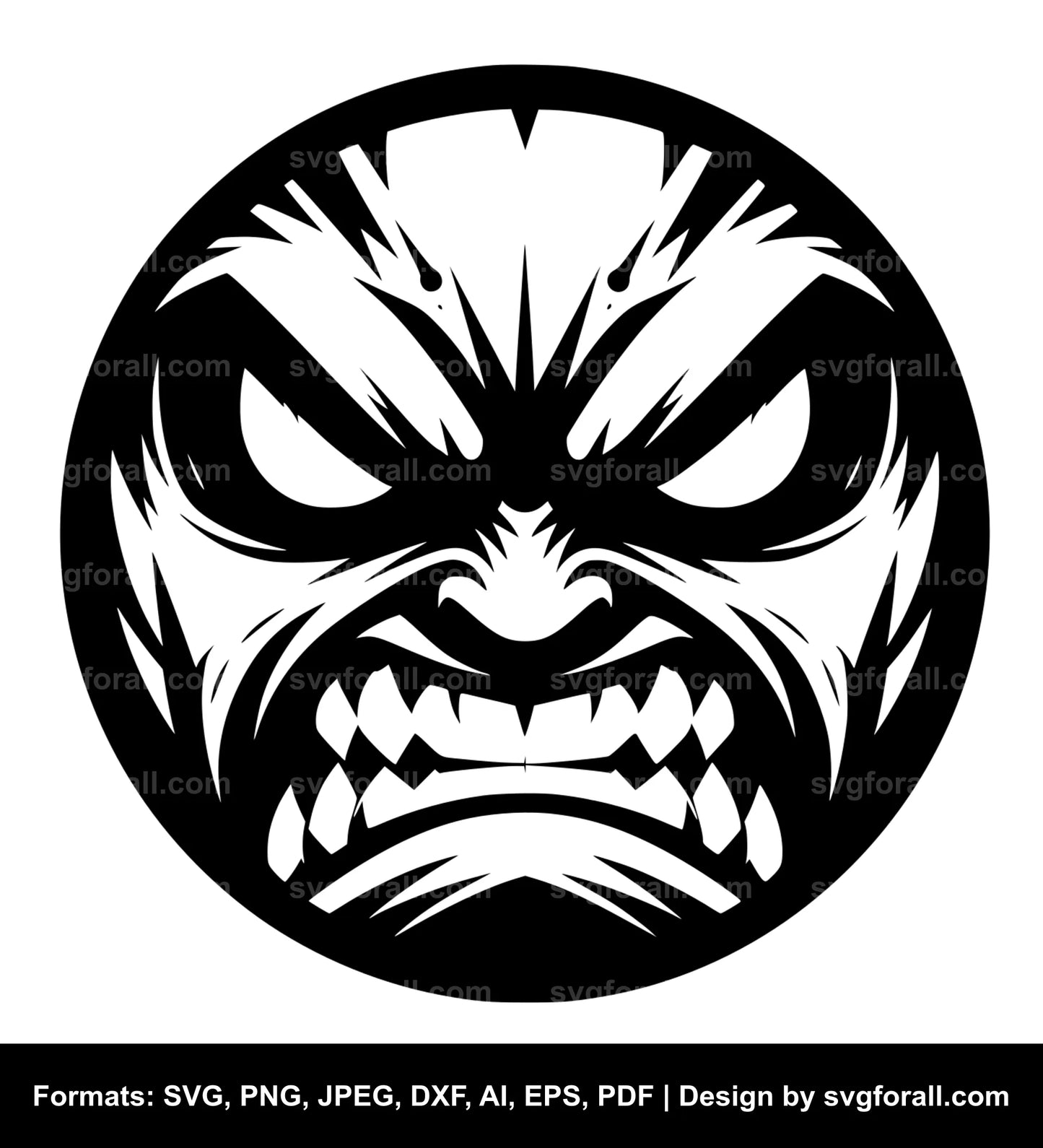 Angry Face Black SVG