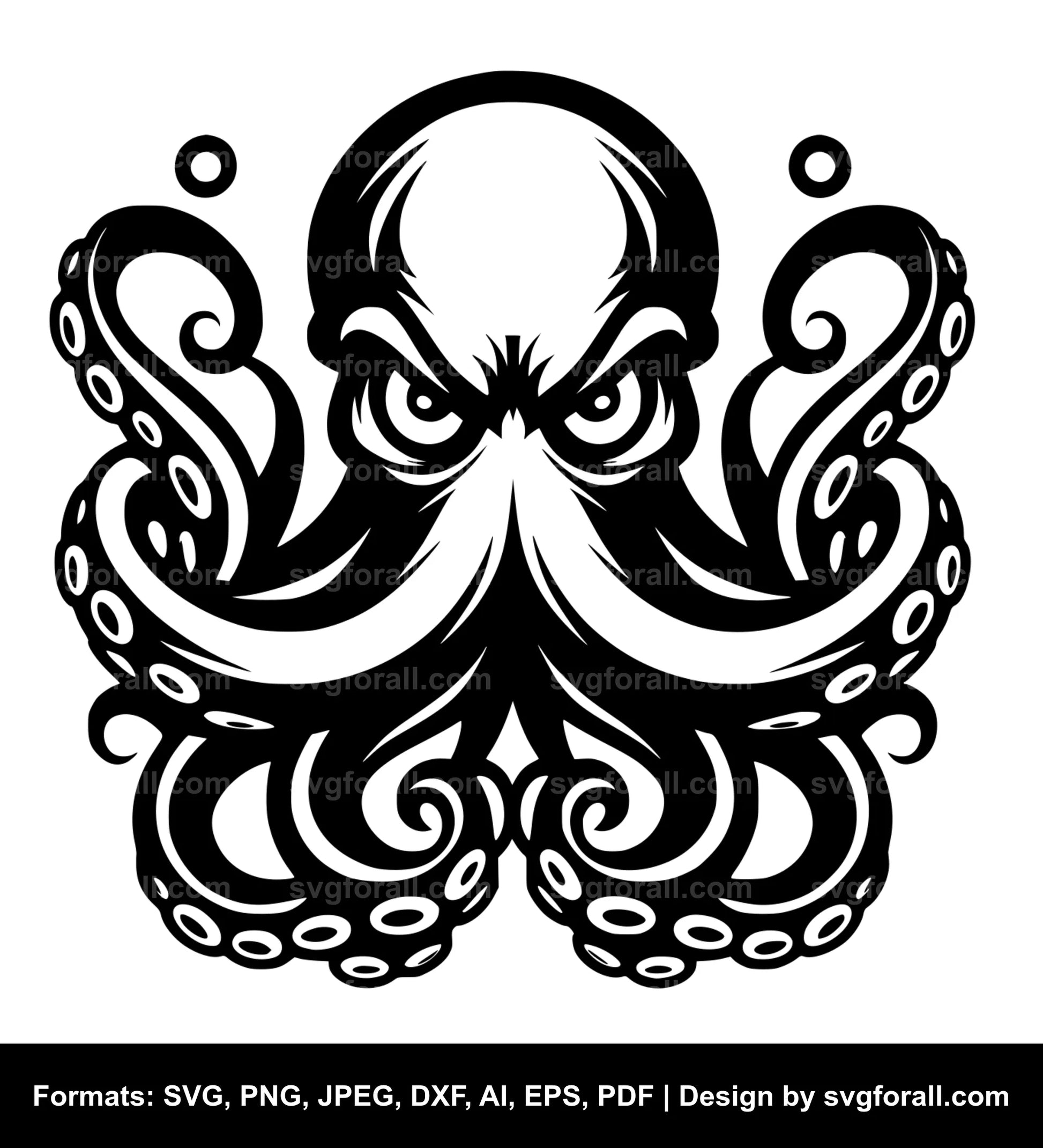 Angry Octopus SVG Vector