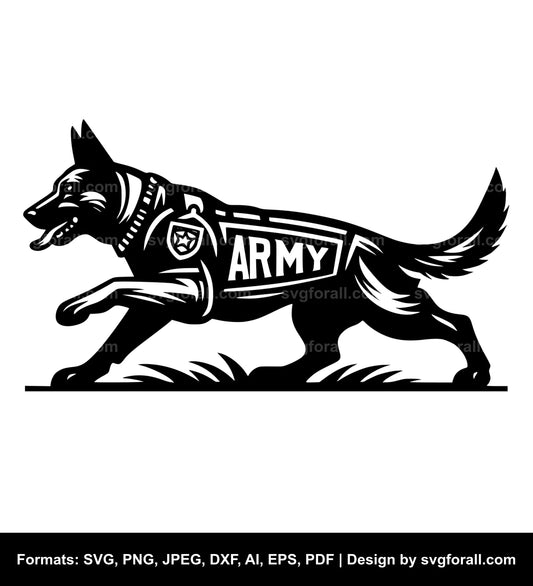 Army Dog Black SVG