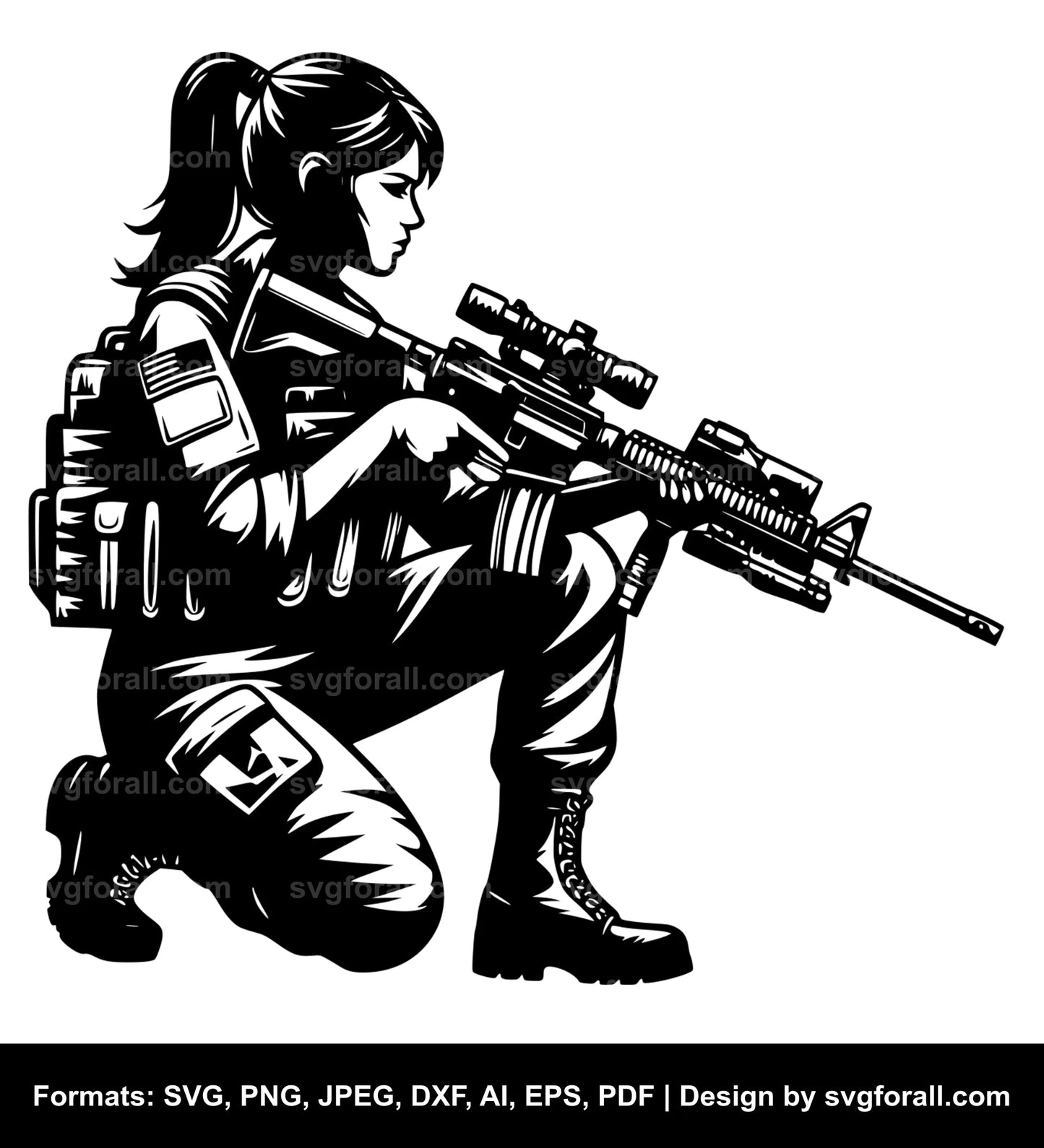 Army Girl SVG Vector