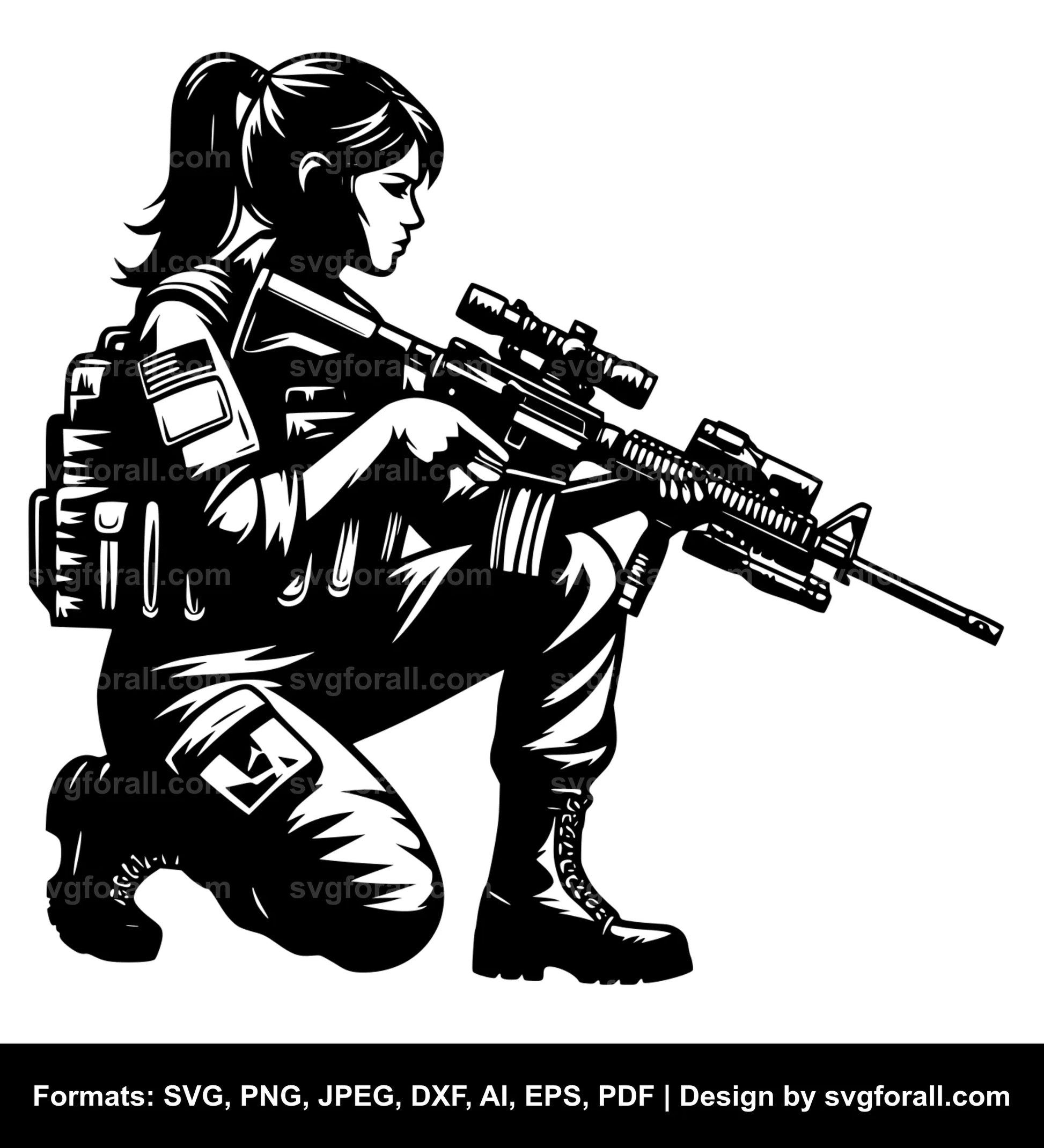 Army Girl SVG Vector