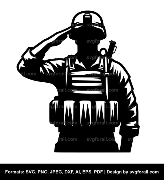 Army Man Saluting SVG