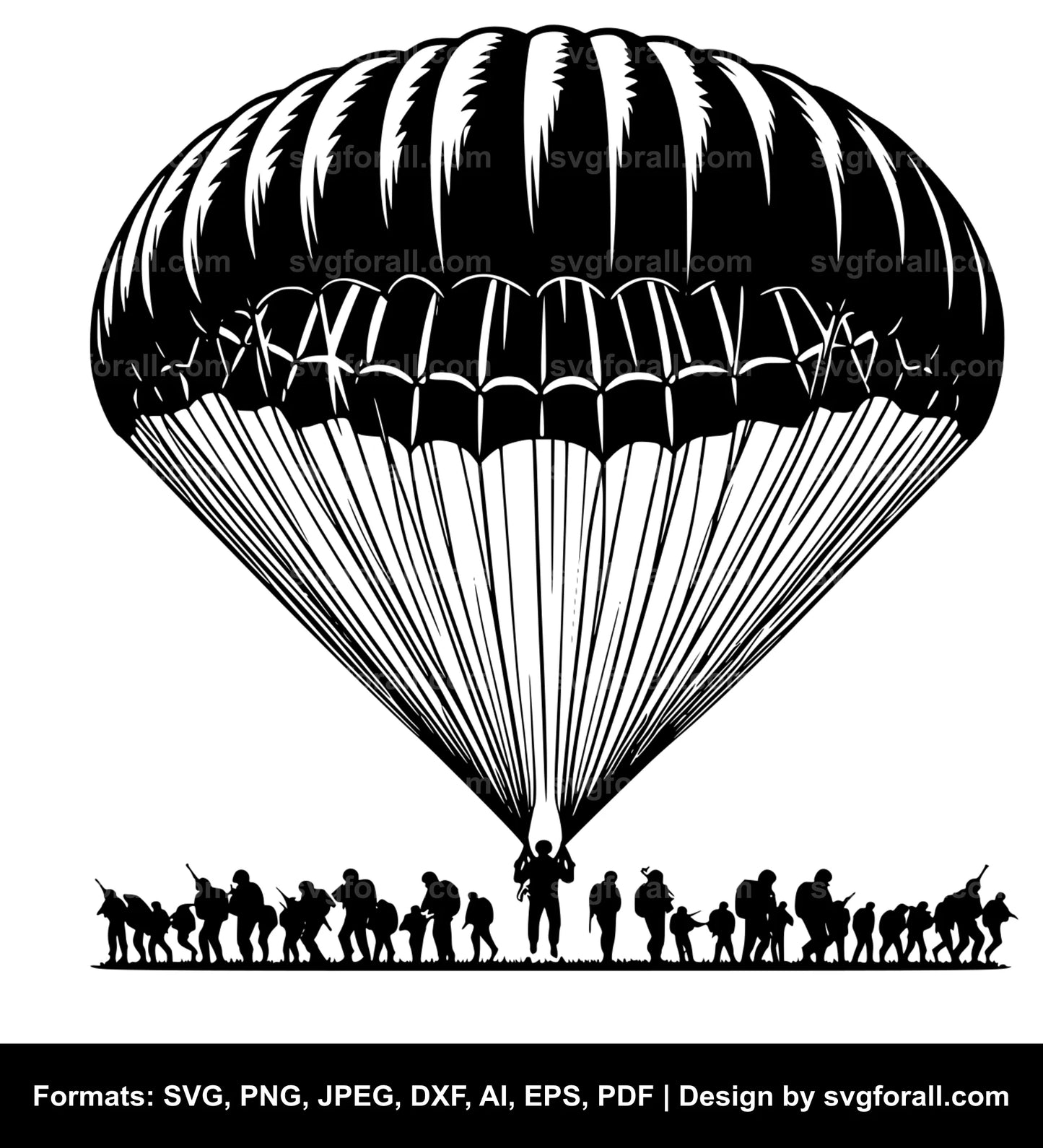 Army Parachute Black SVG