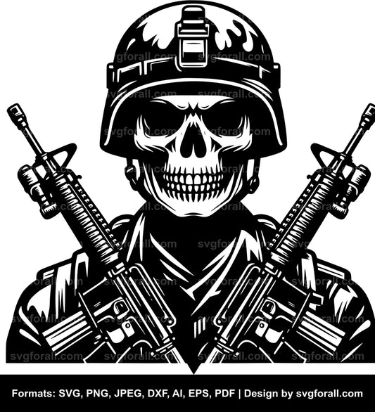 Army Skeleton Vector SVG