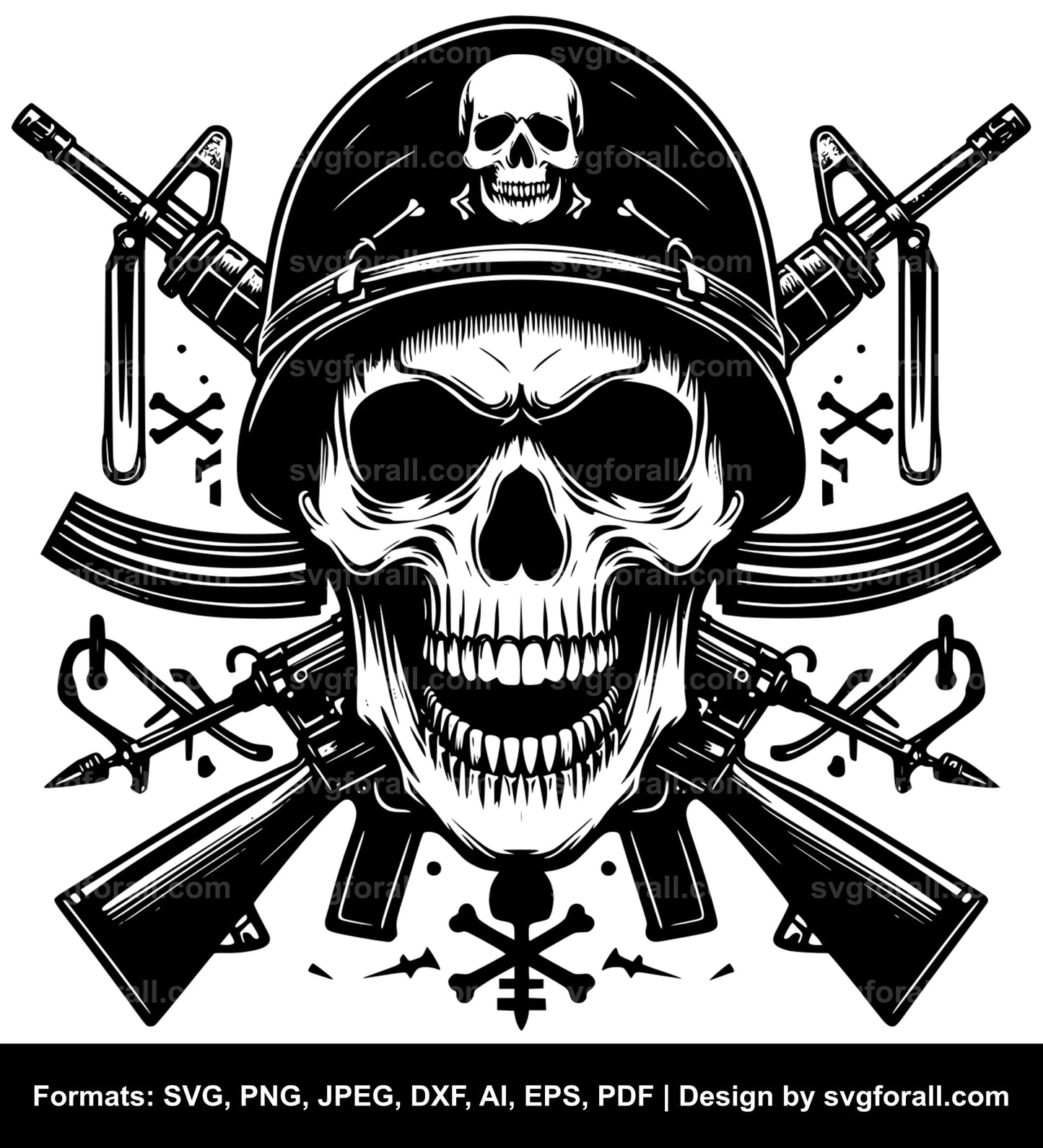 Army Skull Black SVG