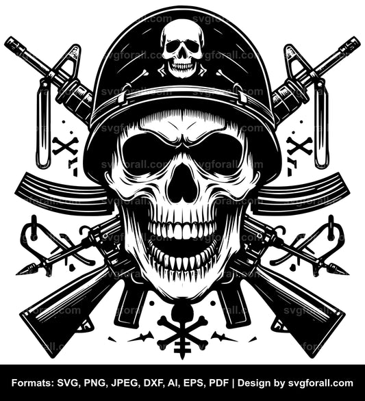 Army Skull Black SVG