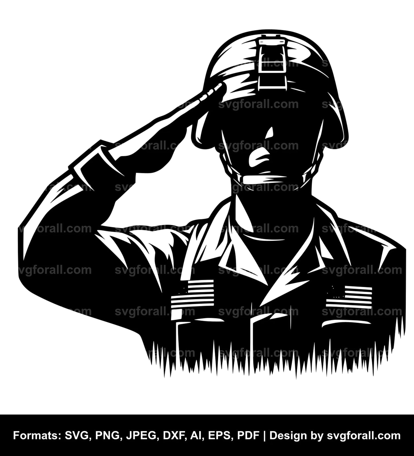 Army Soldier Salute Black SVG