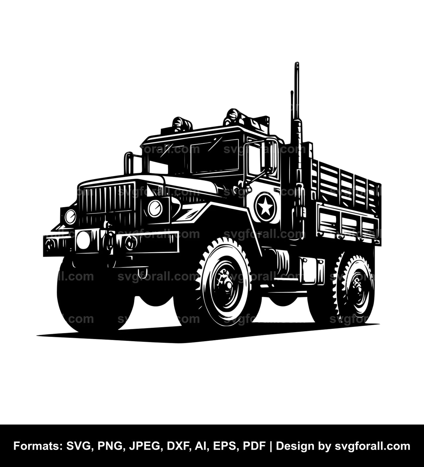 Army Truck Black SVG