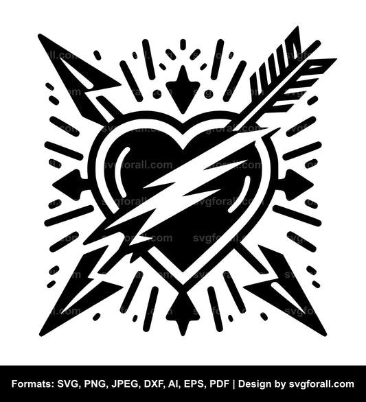 Arrow With Heart Black SVG