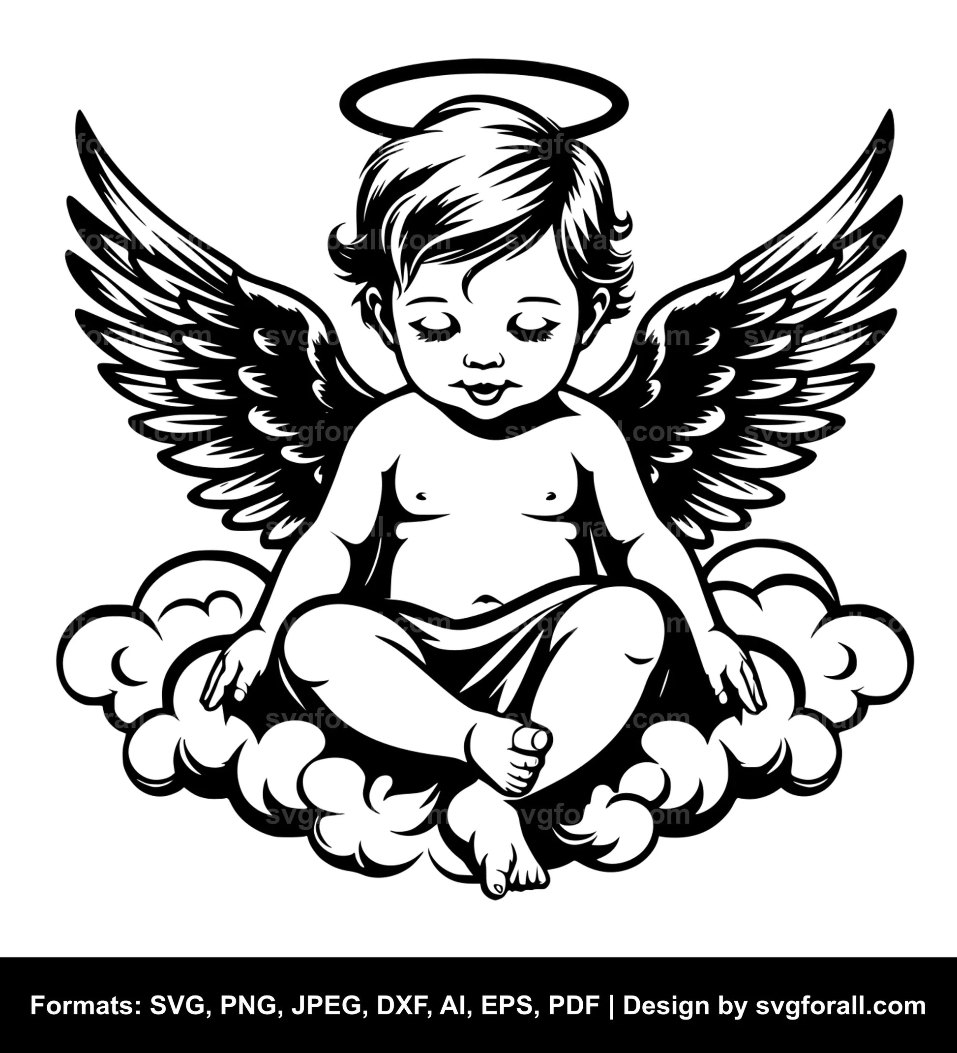 Baby Angel Black SVG