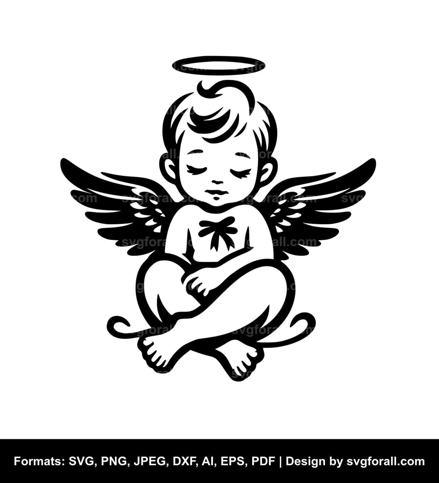 Baby Boy Angel Black SVG