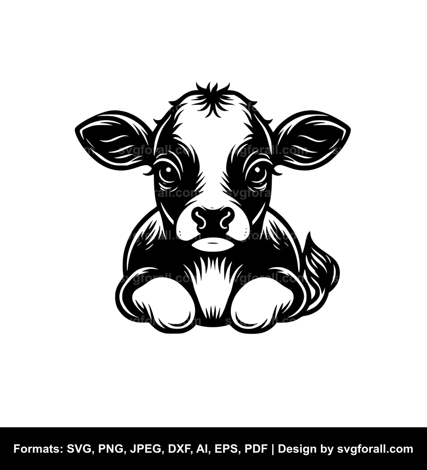 Baby Cow Black SVG