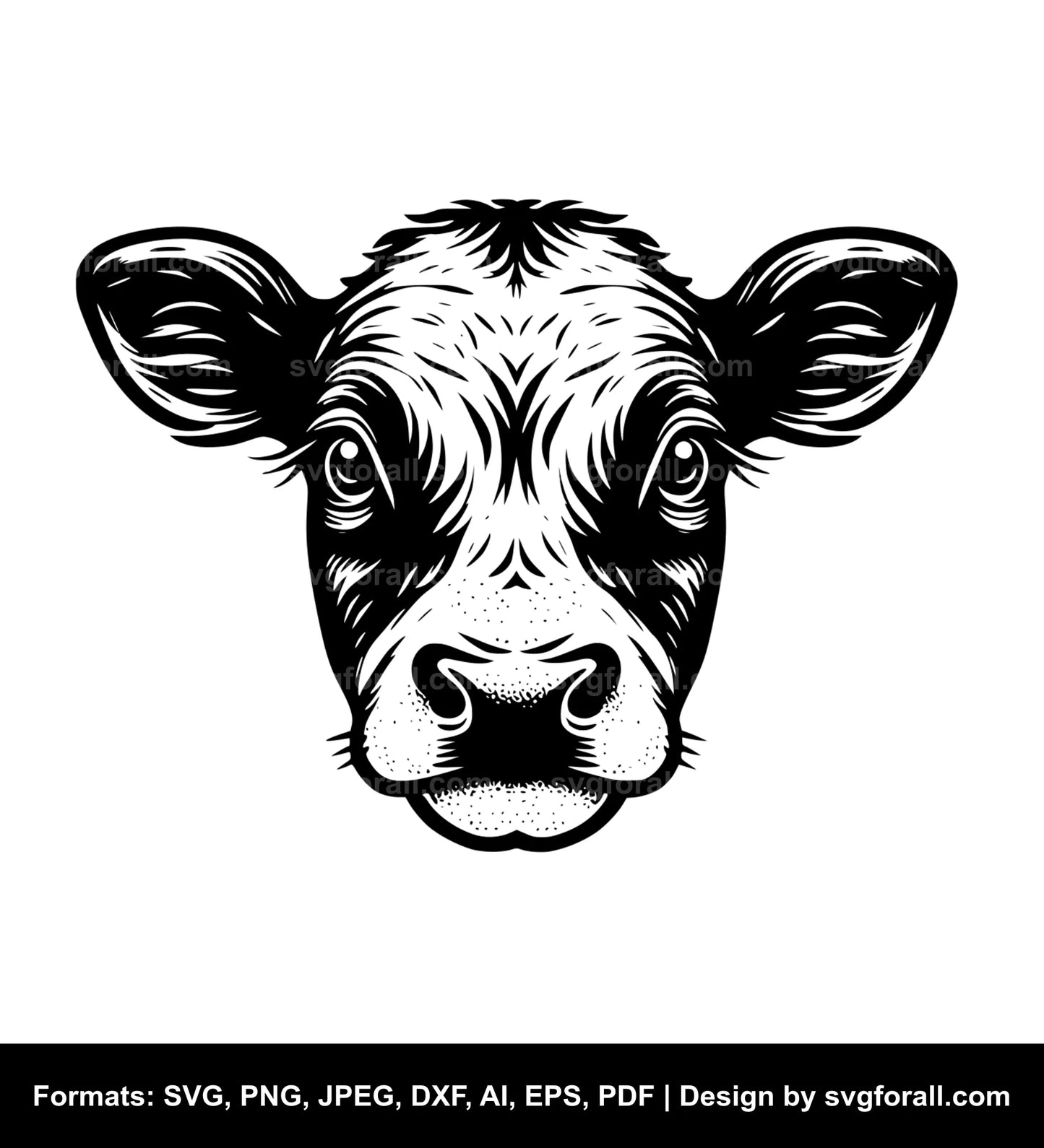 Baby Cow Face SVG PNG