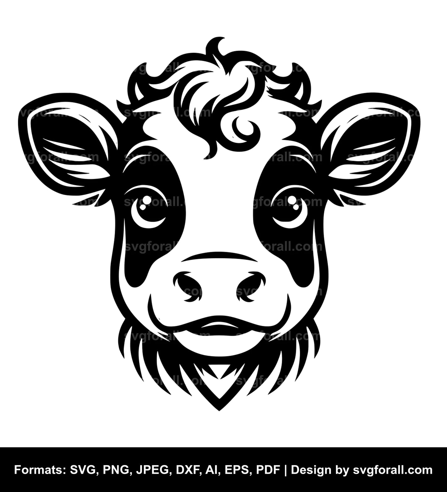 Baby Cow Face Vector SVG