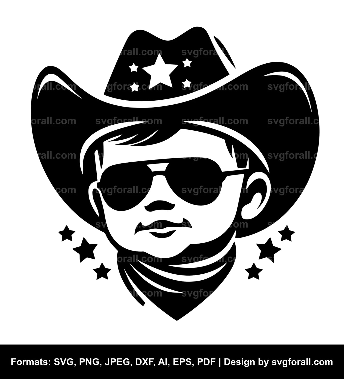 Baby Cowboy Black SVG