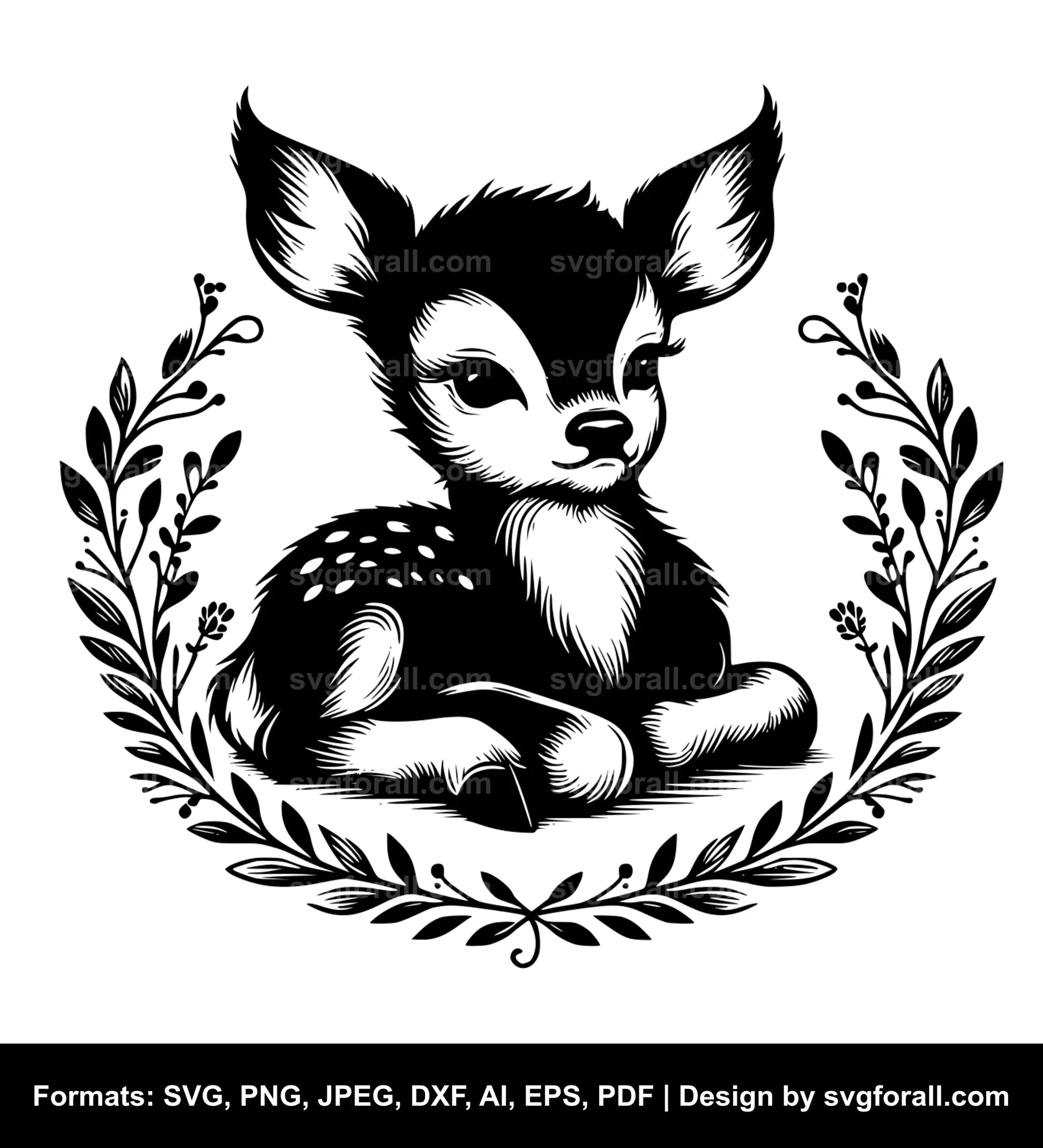 Baby Deer Black SVG