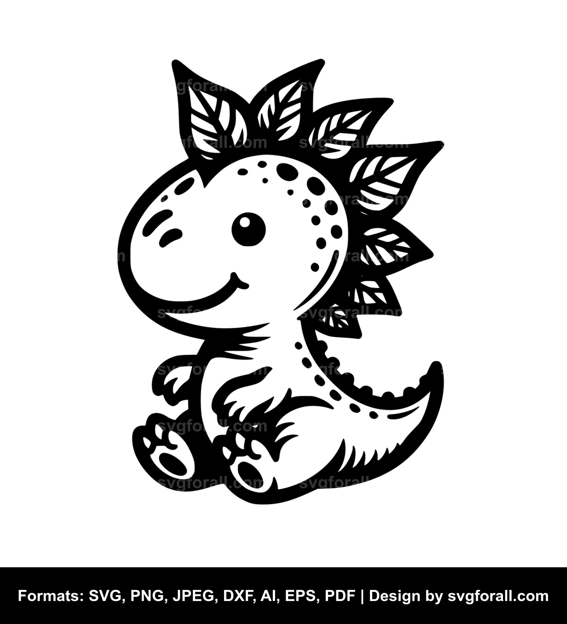 Baby Dinosaur Black SVG